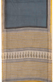 Blue Hand Block Print Kota Cotton Saree 10074153