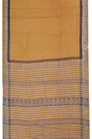 Yellow Hand Block Print Kota Cotton Saree 10074157