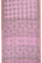 Pink Hand Block Print Kota Cotton Saree 10074158