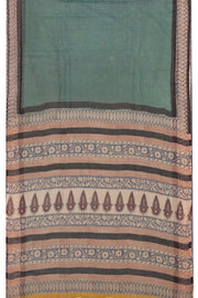 Green Hand Block Print Kota Cotton Saree 10074159