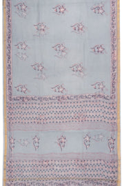 Grey Hand Block Print Kota Cotton Saree 10074166