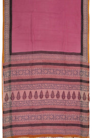 Candy Pink Hand Block Printed Kota Cotton Saree 10074171