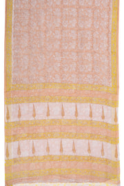 Peach Hand Block Printed Kota Cotton Saree 10074172