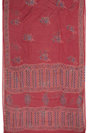 Rusty Red Hand Block Print Kota Cotton Saree 10074174