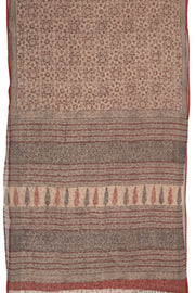 Sand Brown Hand Block Print Kota Cotton Saree 10074175