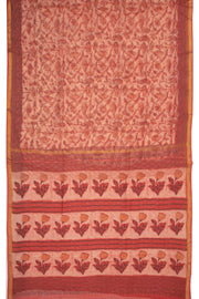 Melon Pink Vanaspathi Print Kota Cotton Saree 10074196