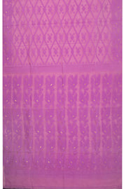 Violet Handloom Jamdani Style Cotton Saree with Blouse 10074213