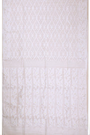 White Handloom Jamdani Style Cotton Saree with Blouse 10074215