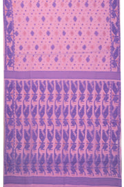 Pink Handloom Jamdani Style Cotton Saree 10074223