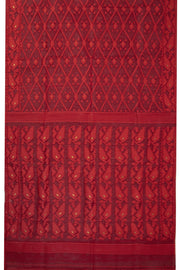 Red Handloom Jamdani Style Cotton Saree 10074228