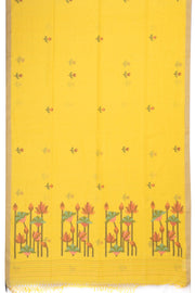 Yellow Handloom Jamdani Khadi Cotton Saree 10074369