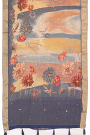 Blue Banarasi Crushed Tissue Silk Saree with Stone Work 10074375