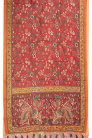 Maroon Kalamkari Printed Malai Cotton Saree 10074683