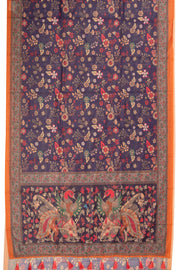 Blue Kalamkari Printed Malai Cotton Saree 10074689