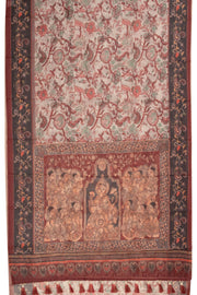 Grey Kalamkari Printed Malai Cotton Saree 10074695