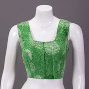 Green Hand Block Printed Cotton Blouse 10074503