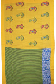 Yellow Printed Semi Tussar Silk Saree 10074901