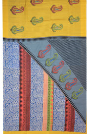 Yellow Printed Semi Tussar Silk Saree 10074901