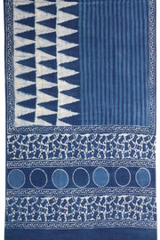 Indigo Blue Dyed Mulmul Cotton Saree 10075057