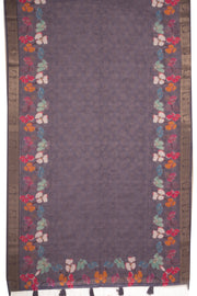 Lavender Grey Fancy Printed Linen Saree 10075295