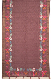Mauve Brown Fancy Printed Linen Saree 10075297