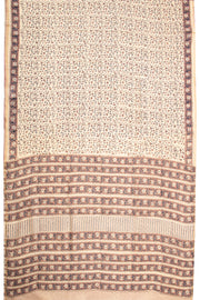 Cream Sanganeri Printed Silk Cotton Saree 10075718