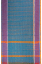Stormy Sea Blue Handloom Chettinad Cotton Saree With Check Designs 10075804