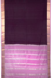 Purple Mysore Crepe Silk Saree With Zari Border 10076237