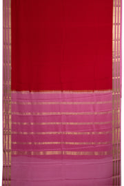 Red Mysore Crepe Silk Saree With Zari Border 10076228