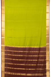 Green Mysore Crepe Silk Saree With Zari Border 10076233
