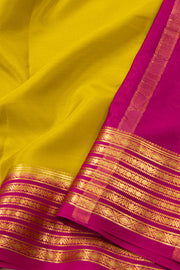 Yellow Mysore Crepe Silk Saree With Zari Border 10076239