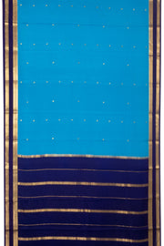 Blue Mysore Crepe Silk Saree With Zari Border 10076245