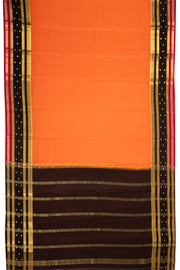 Orange Mysore Crepe Silk Saree With Zari Border 10076246