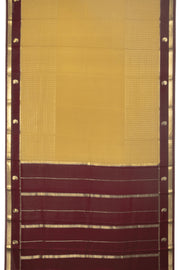 Brown Mysore Crepe Silk Saree With Check Design And Zari Border 10076251