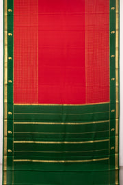 Red Mysore Crepe Silk Saree With Checks Design and Zari Border 10076254