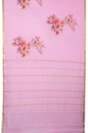 Pink Mysore Crepe Silk Saree With Floral Motifs 10076259