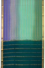 Ombre Dye Mysore Crepe Silk Saree In Green and Purple With Zari Stripes and Zari Border 10076257