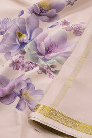 Shell Pink Mysore Crepe Silk Saree With Acrylic Printed Floral Motifs 10076260