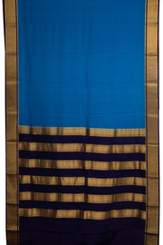 Blue Mysore Crepe Silk Saree With Zari Border 10076264