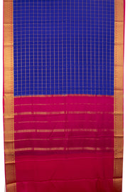 Blue Mysore Crepe Silk Saree With Checks Design And Zari Border 10076266