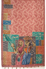 Brown Printed Semi Tussar Silk Saree With Tribal Motifs 10076268