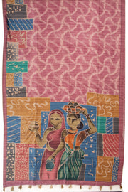 Pink Printed Semi Tussar Silk Saree With Tribal Motifs 10076269