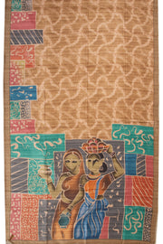 Brown Printed Semi Tussar Silk Saree With Tribal Motifs 10076270