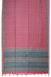 Magenta Printed Semi Tussar Silk Saree With Floral Motifs and Floral Border 10076286