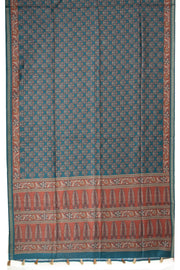 Green Printed Semi Tussar Silk Saree With Floral Motifs and Floral Border 10076287