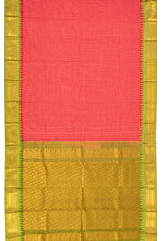 Red Handloom Gadwal Kuttu Cotton Saree With Checks Design 10076421