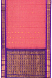 Pink Handloom Gadwal Kuttu Cotton Saree With Paisley Motifs 10076422