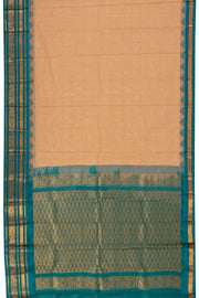 Beige Handloom Gadwal Kuttu Cotton Saree With Checks Design 10076423