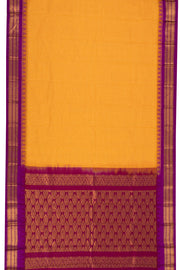 Orange Handloom Gadwal Kuttu Cotton Saree With Checks Design 10076425