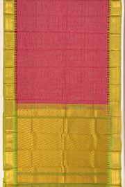 Maroon Handloom Gadwal Kuttu Cotton Saree With Checks Design 10076426